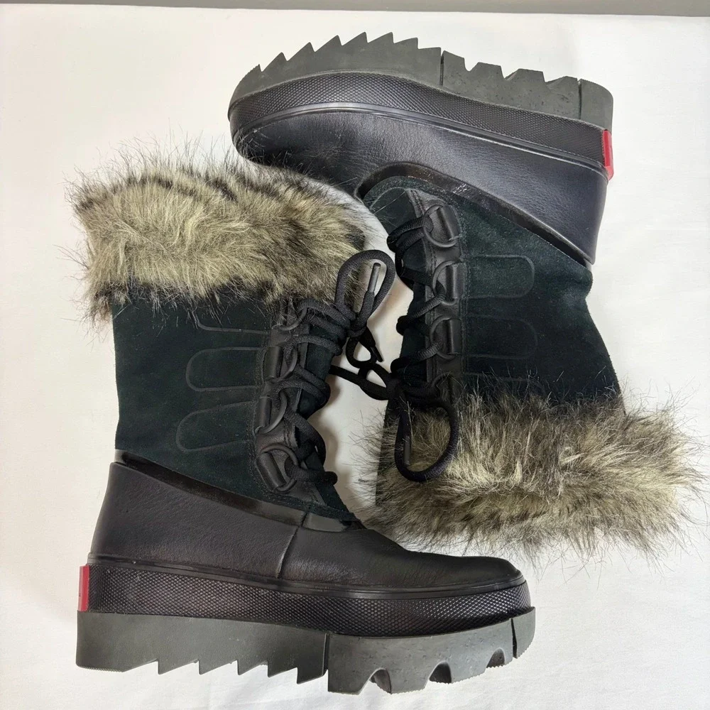 Sorel Joan of Arctic Next Lite Waterproof‎ Boots Black Faux Fur NL3367-010 5.5